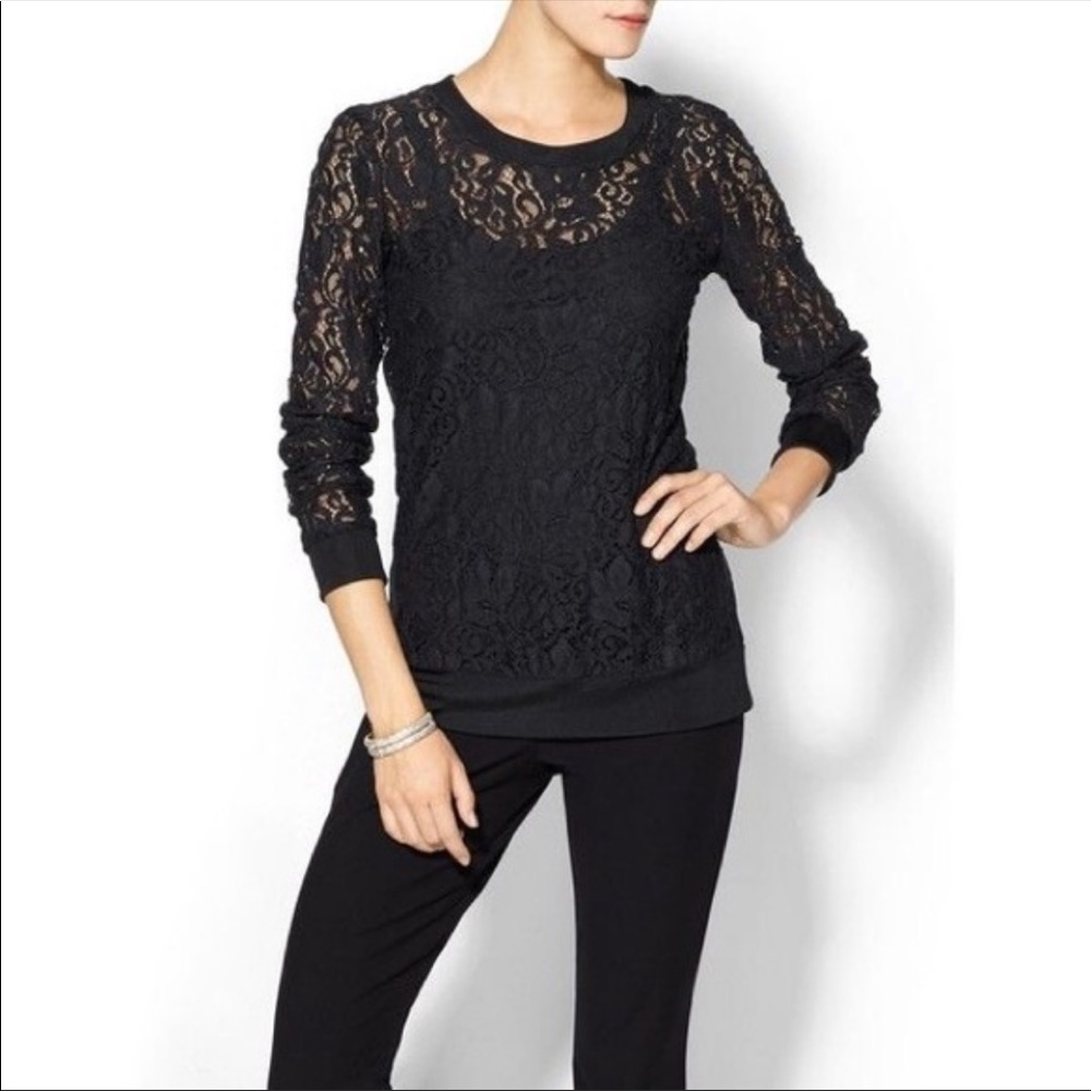 ***SOLD*** NWT Theory Jaidyn W Black Lace Long Sleeve Top XS